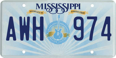 MS license plate AWH974