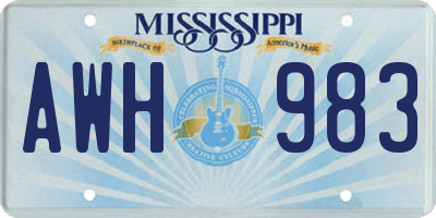 MS license plate AWH983