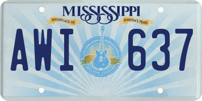 MS license plate AWI637