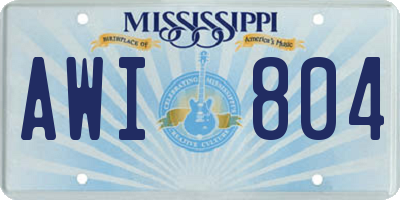 MS license plate AWI804