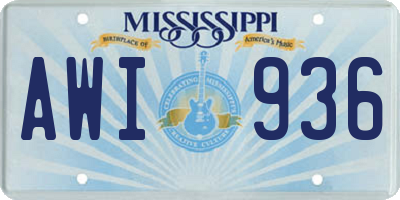 MS license plate AWI936