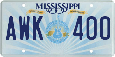MS license plate AWK400