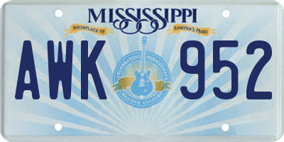MS license plate AWK952