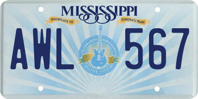 MS license plate AWL567