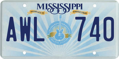 MS license plate AWL740