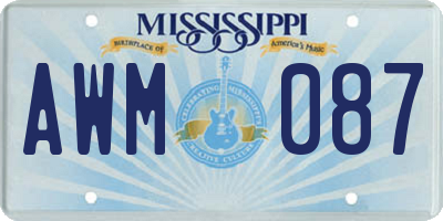MS license plate AWM087