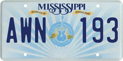 MS license plate AWN193