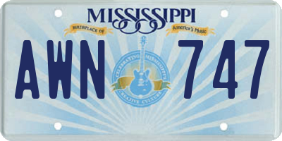 MS license plate AWN747