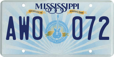 MS license plate AWO072