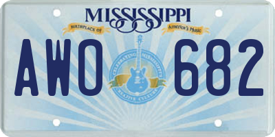 MS license plate AWO682
