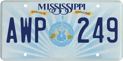 MS license plate AWP249
