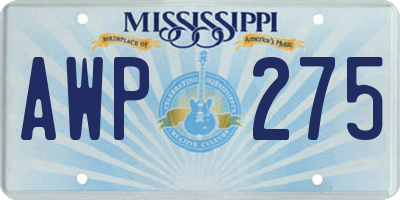 MS license plate AWP275