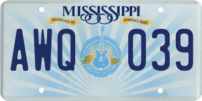 MS license plate AWQ039