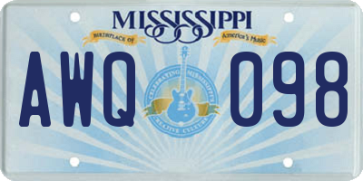 MS license plate AWQ098