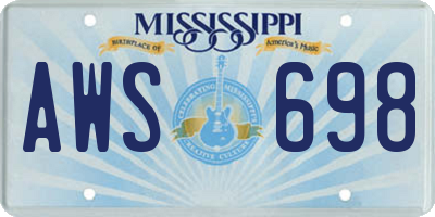 MS license plate AWS698