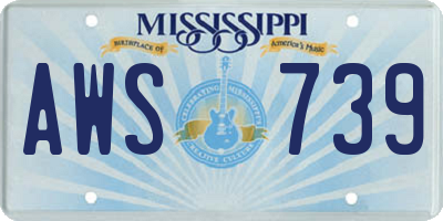 MS license plate AWS739