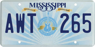 MS license plate AWT265