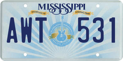 MS license plate AWT531
