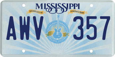 MS license plate AWV357