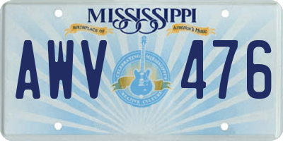 MS license plate AWV476