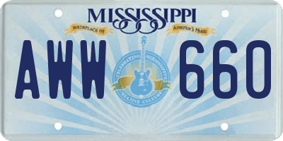 MS license plate AWW660