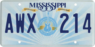 MS license plate AWX214