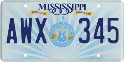 MS license plate AWX345