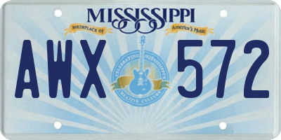 MS license plate AWX572