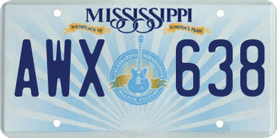 MS license plate AWX638