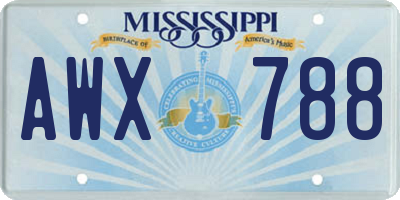 MS license plate AWX788