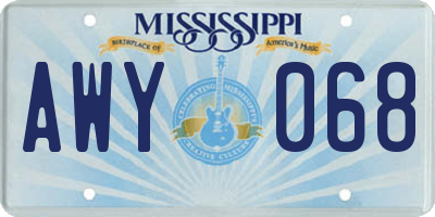 MS license plate AWY068