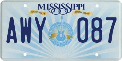 MS license plate AWY087