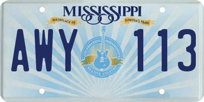 MS license plate AWY113