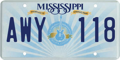 MS license plate AWY118