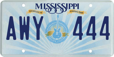 MS license plate AWY444