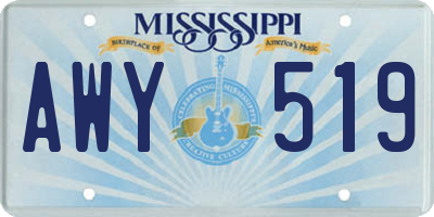 MS license plate AWY519