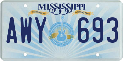 MS license plate AWY693