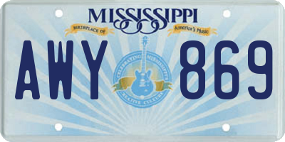 MS license plate AWY869