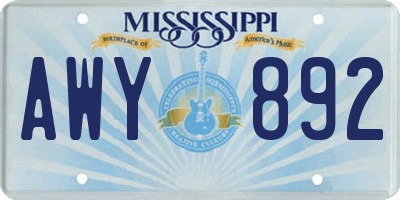 MS license plate AWY892