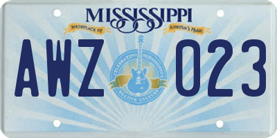 MS license plate AWZ023