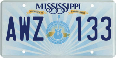 MS license plate AWZ133