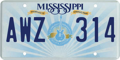 MS license plate AWZ314