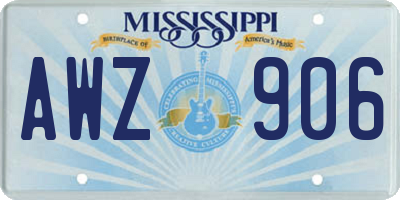 MS license plate AWZ906