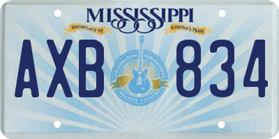 MS license plate AXB834