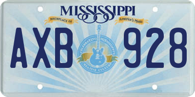 MS license plate AXB928