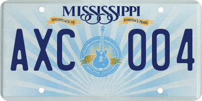 MS license plate AXC004