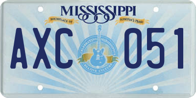 MS license plate AXC051