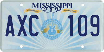 MS license plate AXC109