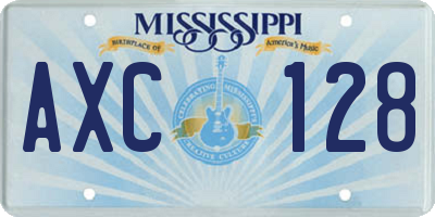 MS license plate AXC128