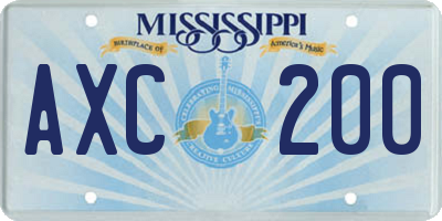 MS license plate AXC200